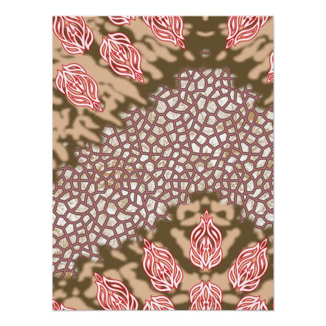 Pôster Design de tecido de intricato com padrões florais (Frente)