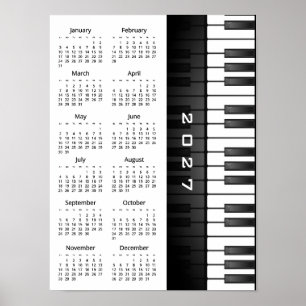 Poster Design de Teclado de Piano Cartaz de Calendário de