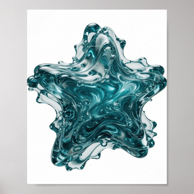 Poster Design de texto atraente Estrela Azul Prata (Frente)