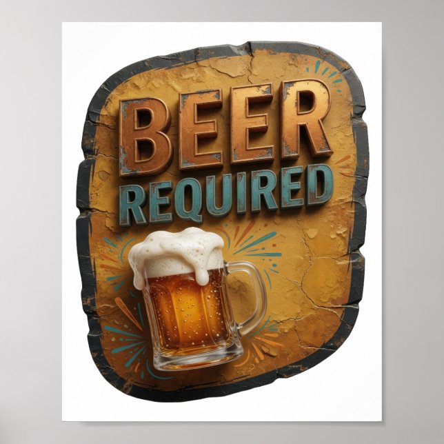 Poster Design de texto CERVEJA NECESSÁRIA impressionante (Frente)