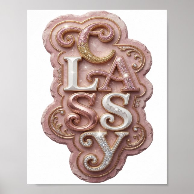 Poster Design de texto Chic Gold CLASSY (Frente)