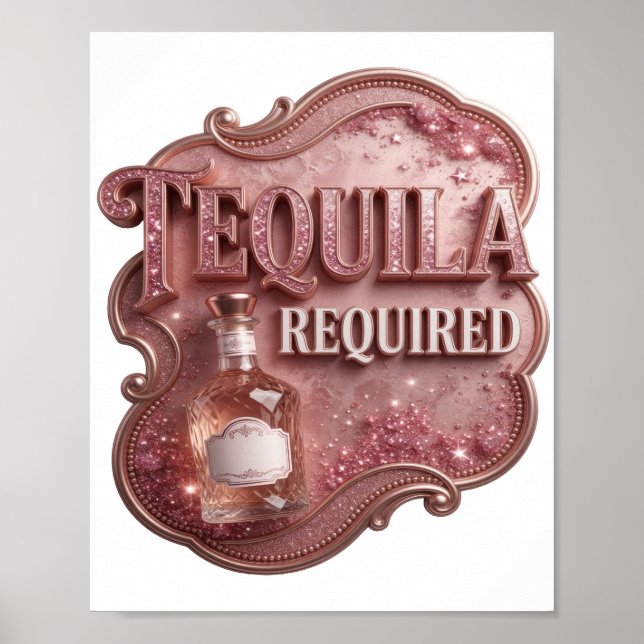 Poster Design de texto cor-de-rosa espirituoso REQUER TEQ (Frente)