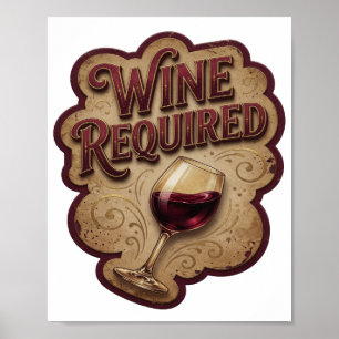 Poster Design de texto de vinho necessário em ouro clássi