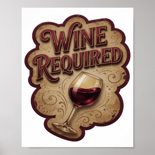 Poster Design de texto de vinho necessário em ouro clássi (Frente)