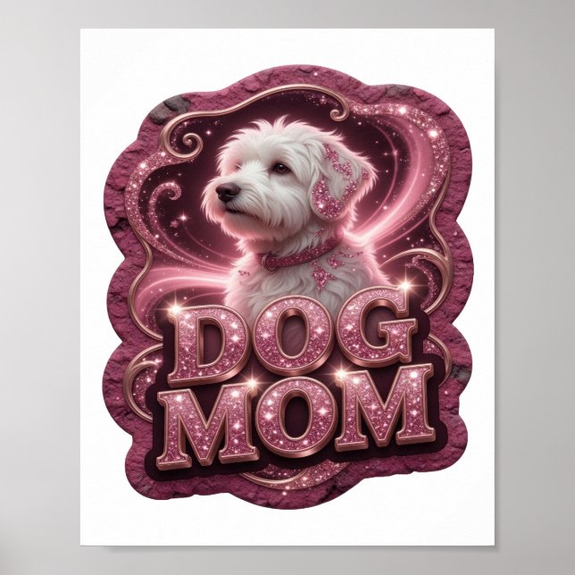 Poster Design de texto DOG MOM em ouro clássico (Frente)