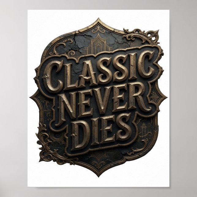 Poster Design de texto Dynamic Gold CLASSIC NEVER DIES (Frente)