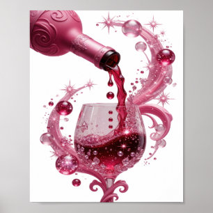 Poster Design de texto em prata com PINK WINE com ar mode