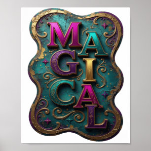 Poster Design de Texto MÁGICO Roxo Elegante