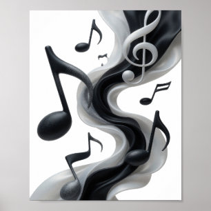 Poster Design de texto MUSIC IN MOTION Prateado Espirituo