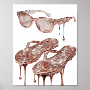 Poster Design de texto PRATA ATRATIVO GLAMOUR DE OURO ROS