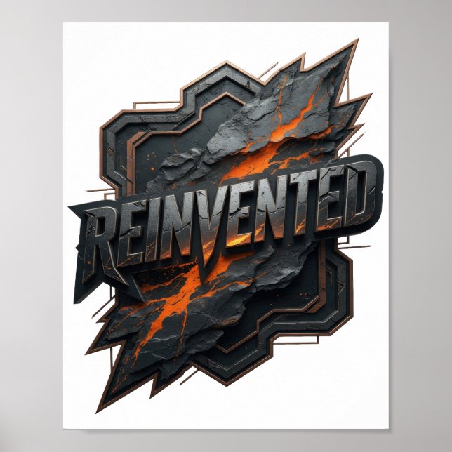 Poster Design de Texto REINVENTADO Cinza Nítido (Frente)
