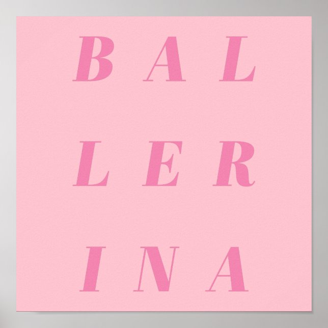 Poster Design de texto rosa-ballerina para dançarinos Bal (Frente)