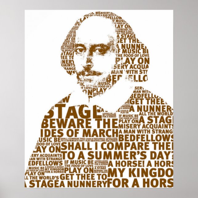 Poster Design de texto Sakespeare castanho (Frente)