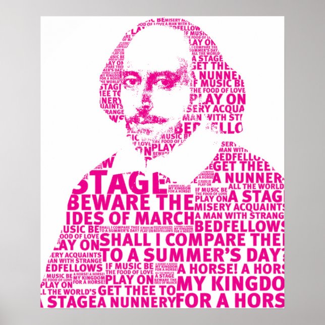 Poster Design de texto Shakespeare rosa (Frente)