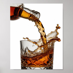 Poster Design de texto WHISKY SPLASH Prateado da Moda