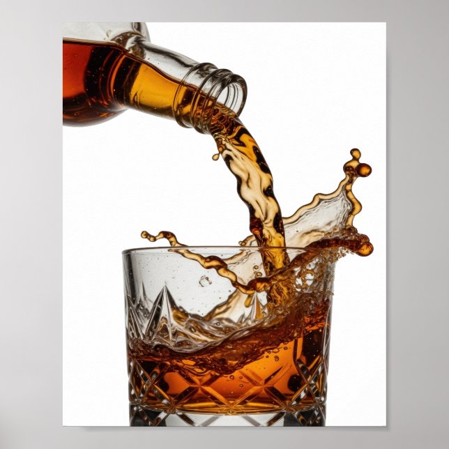 Poster Design de texto WHISKY SPLASH Prateado da Moda (Frente)