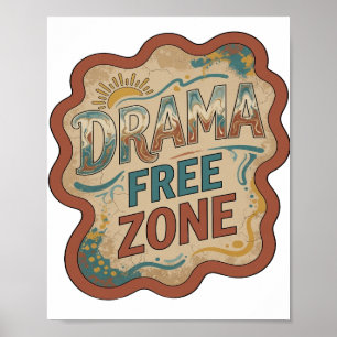 Poster Design de texto ZONA LIVRE DE DRAMA Laranja Dinâmi