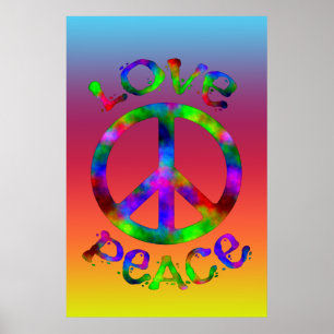 Poster Design de Tie-Dye Retro Peace and Love