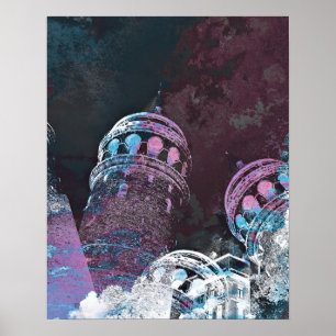 Pôster Design de torres rosa de arte digital moderna
