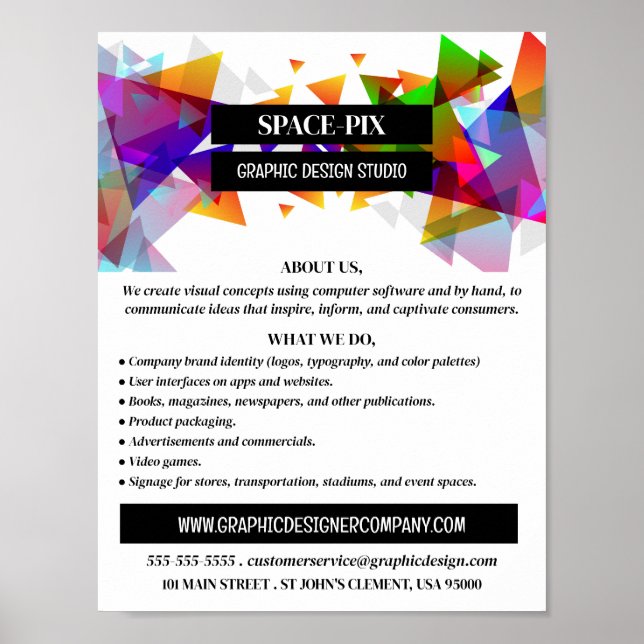 Poster Design de Triângulo Gráfico, Anúncio de Design de  (Frente)