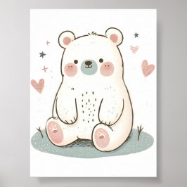 Poster Design de Urso de Pastel, Arte de Urso de Cor Suav