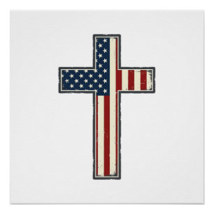 Pôster Design de Vetor de Cruz Patriótica Angustiada_1