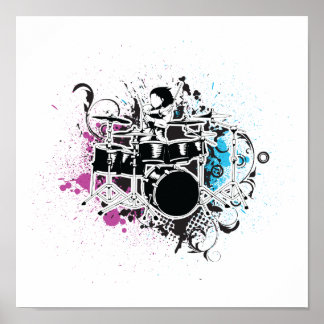 Pôster design de vetor de tambor funky