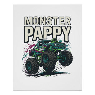Pôster Design de Vetor Vintage de Caminhão Monstro Pappy