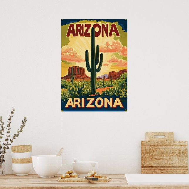 Poster Design de Viagem Antiga do Arizona (Cozinha)