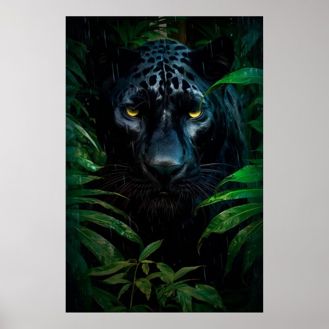 Poster Design de Vida Selvagem da Selva da Pantera Negra  (Frente)