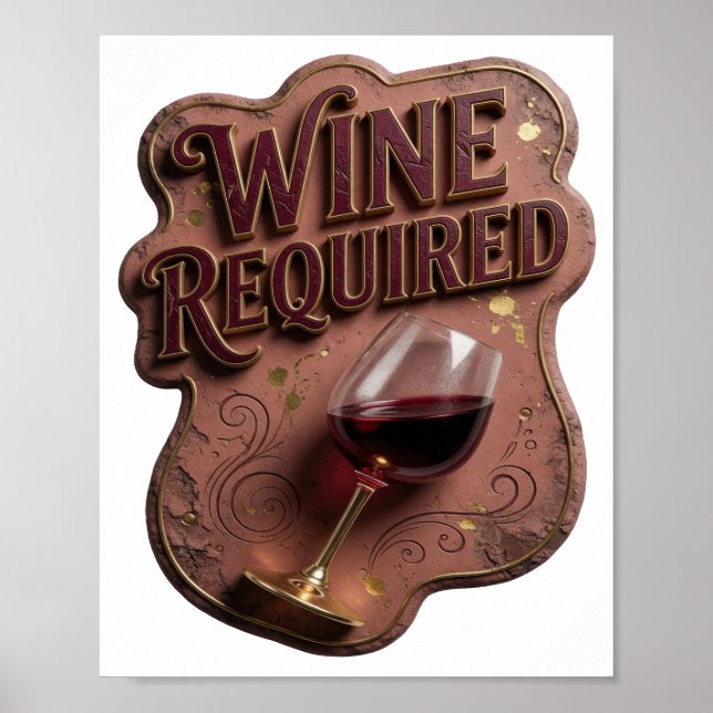 Poster Design de VINO OBRIGATÓRIO em Ouro Icônico (Frente)