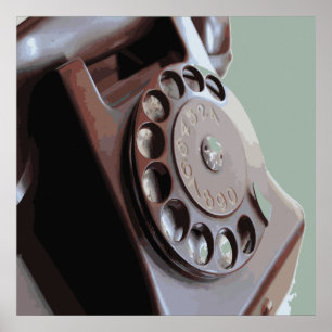 Poster Design de Vintagem do Telefone de Discagem Rotaç
