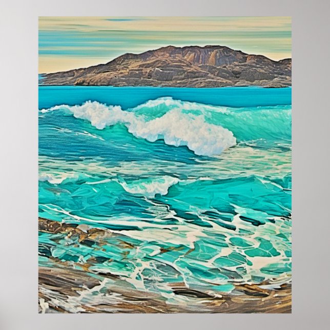 Poster Design de Vista de Oceano Texturizado (Frente)