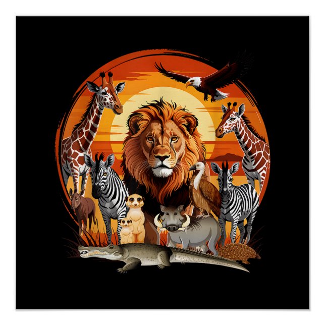 Pôster Design de Zookeeper Animais Africanos Arte de Zoo  (Frente)