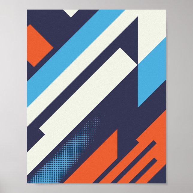 Poster Design Diagonal em Azul, Laranja e Branco (Frente)