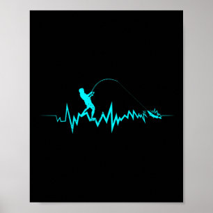 Poster Design Divertido de Coração Batendo para Pescador