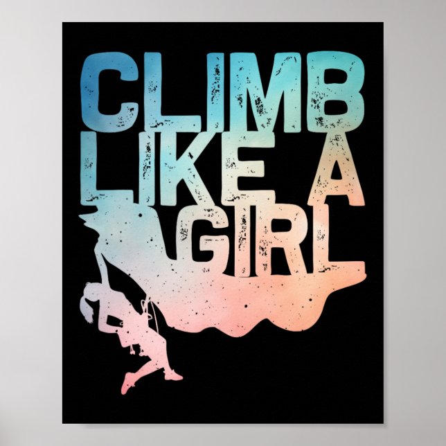 Poster Design Divertido de Escalada em Rocha para Meninas (Frente)