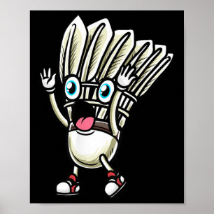 Poster Design Divertido de Jogador de Peteca de Badminton