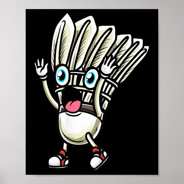 Poster Design Divertido de Jogador de Peteca de Badminton (Frente)