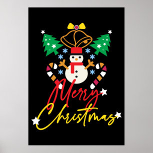 Poster Design Divertido de Natal com Sininhos e Árvores d