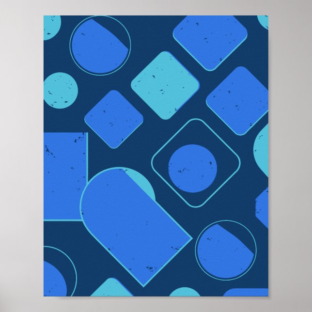 Poster Design do Abstrato Azul Geométrico (Frente)