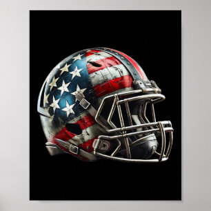 Poster Design do Capacete Patriótico Americano de Futebol