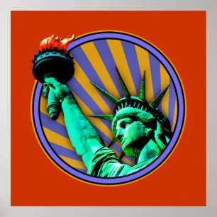 Poster Design do emblema da estátua da liberdade