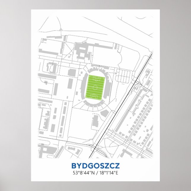 Poster Design do Mapa do Estádio do Zawisza Bydgoszcz (Frente)