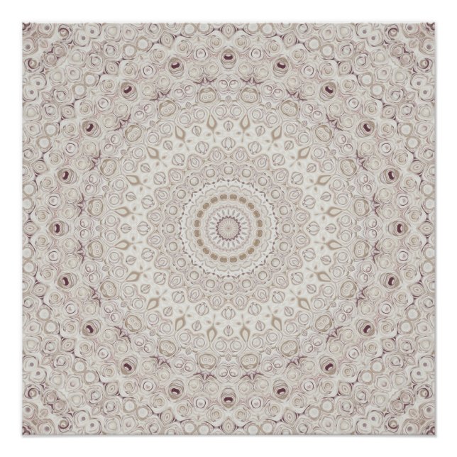 Pôster Design do padrão Beige e Taupe Mandala (Frente)