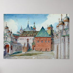 Pôster Design do palco para a ópera de Mussorgsky modest