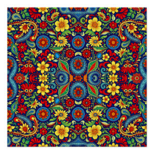 Pôster Design do Rainbow Colour Flor Paisley