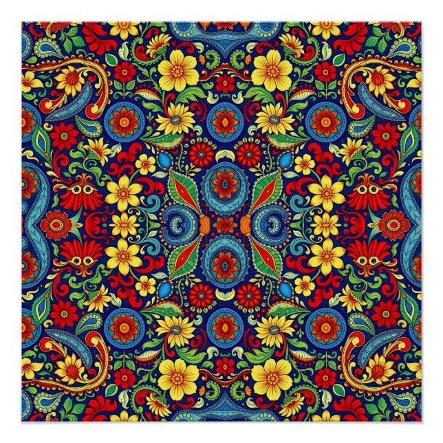 Pôster Design do Rainbow Colour Flor Paisley (Frente)