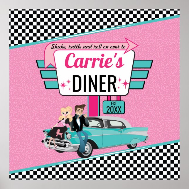 Poster design do Salto da meia-Festa de aniversário retro (Frente)