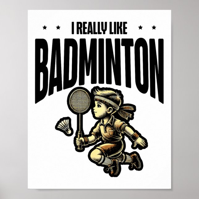 Poster Design do Tarado do Badminton Racket Funny (Frente)